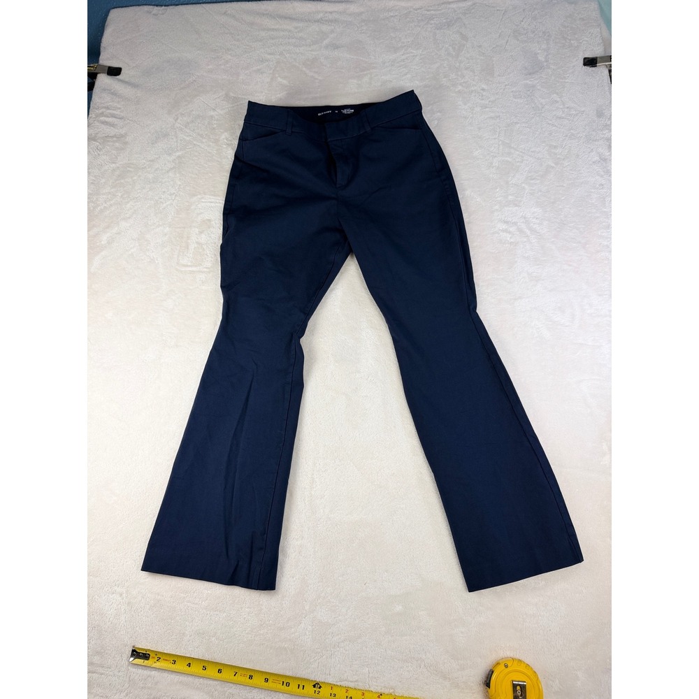 Old Navy Pixie Flare Pants Womens 14 Navy High Rise Office Siren Stretch